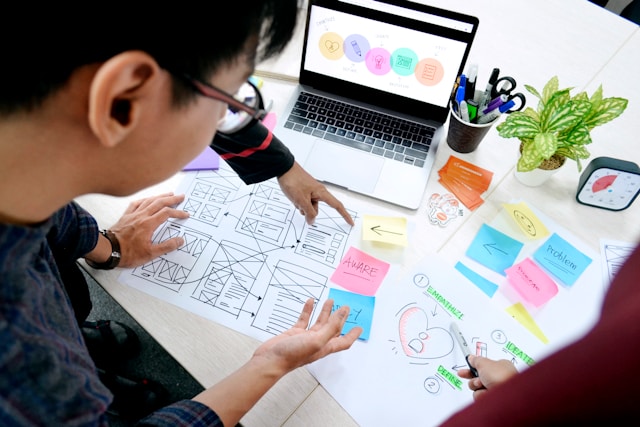 people working on design